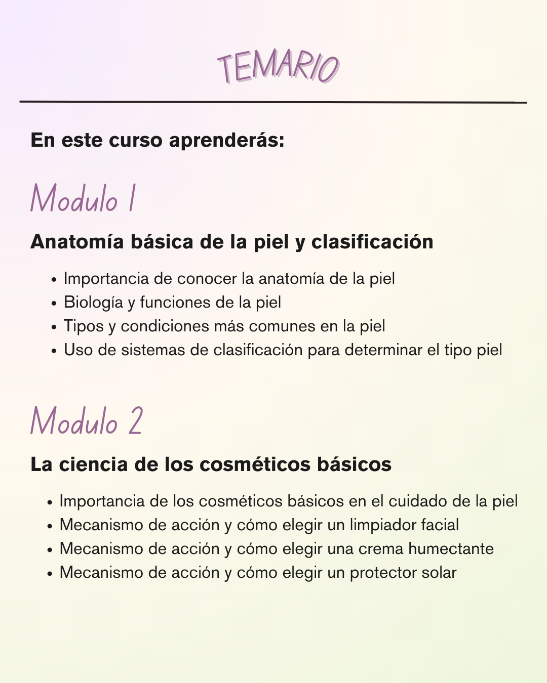 Curso: Introducción a la Dermocosmética