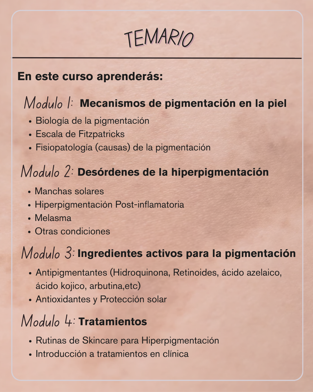 Masterclass: Hiperpigmentación de la piel